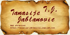 Tanasije Jablanović vizit kartica